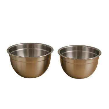 Imagem de Tigelas Inox Bowl Multiuso Profissional Redonda Saladeira Confeitaria (kit com 2 Tigelas 20 cm Cada)