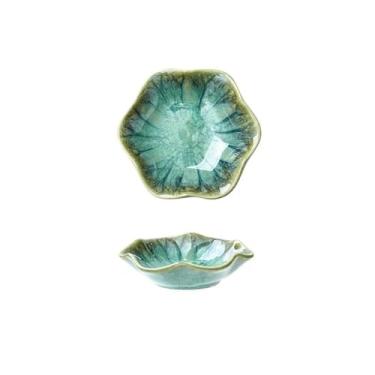 Imagem de prato de lanche Prato de cerâmica retrô para forno, travessa para churrasco, sashimi, sushi, pratos para molho soja tigela de sopa(Green)