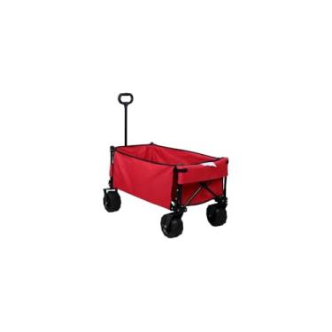 Imagem de Carrinho de Carga Dobrável Multiuso, Vermelho, Estrutura de Aço, Capacidade 80kg, Tecido Poliéster Oxford 600D, para Praia, Camping, Pescaria, Eventos