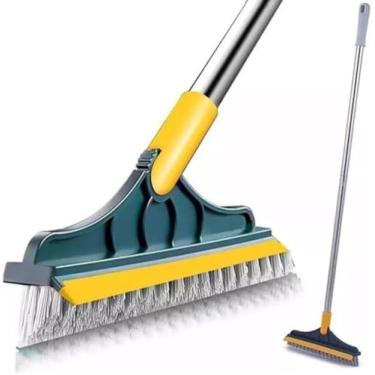 Imagem de Vassoura Escova Rodo 2 em 1 Angular – Cerdas Flexíveis, Rodo de Silicone, Ideal para Azulejo, Piso, Banheiro | Limpeza Prática