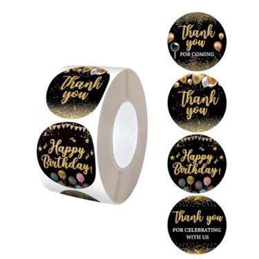 Imagem de 500Pcs Stickers for Kids 1inch Round Black Stickers Roll Waterproof Self-Adhesive Happy Birthday Tags Sticker for Birthday Party Gift Envelopes Invitations Cards Decorations
