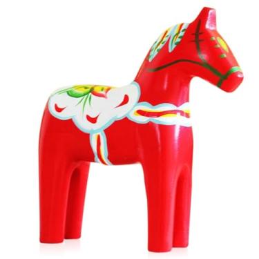 Imagem de GUMQDD Estatueta de cavalo Dala de madeira sueca pintada à mão (vermelho) 16 cm, presentes de cavalo dala, adequado para sala de estar familiar e decoração de casa (24 cm)