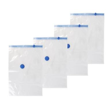 Imagem de Saco Organizador a Vácuo GG, PE/PET, Hermético, Branco, 80x120cm, Compressão até 80%, Proteção contra Poeira e Umidade, 4 Unidades