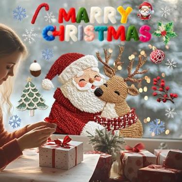 Imagem de Adesivos de janela de Natal, boneco de neve e rena adesivos estáticos para decoração de casa, decorações de Natal para janelas de vidro, portas, escritório, decoração de loja (2 peças)