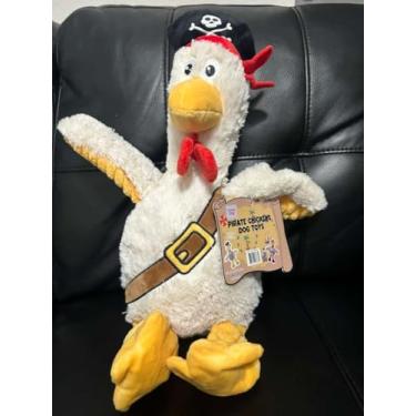 Imagem de Brinquedo pirata para cães de galinha – Brinquedo de pelúcia durável com corda interna e asas enrugadas, brinquedo interativo macio para cães médios e grandes (branco)