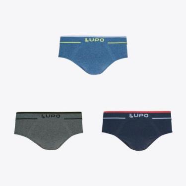 Imagem de Kit 3 Cuecas Slip Lupo Fio Texturizado Sortidos 00624-003, Azul, Cinza