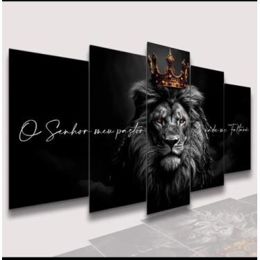 Imagem de Conjunto Quadro Decorativo Mosaico Com Foto Personalizado Leão de Juda