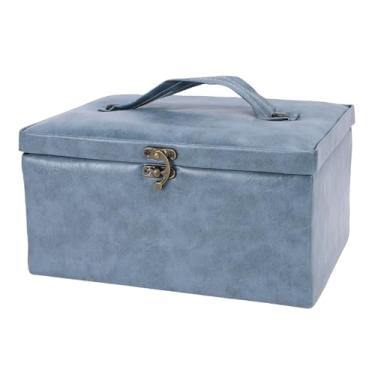 Imagem de VBESTLIFE Cesta de Costura, Organizador de Suprimentos de Costura de Couro retrô, Grande Espaço de Armazenamento de Camada Dupla, para Agulhas, Linha, Tesoura, Fita Métrica, etc.