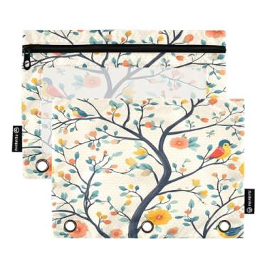 Imagem de CEBUGI 3 bolsas de lápis com zíper e janela transparente, 2 pacotes de estojo para exames de sala de aula (flor de cervo)