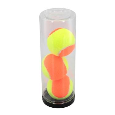 Imagem de Lovely Vibe Bola de Beach Tennis, Amarelo e Laranja, 6,5 cm de Diâmetro, Kit com 3 Unidades em Tubo Transparente, Borracha e Feltro Sintético