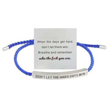 Imagem de COLORFUL BLING Pulseira de tubo de aço inoxidável trançada ajustável feita à mão Dont Let The Hard Days Win Presentes inspiradores, 1, Resina, Sem Pedra Preciosa