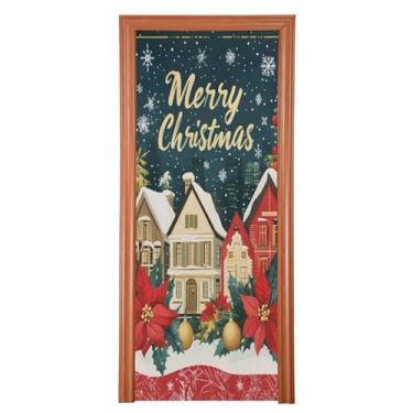 Imagem de Wassud Decorações de Natal, capa de porta, decoração de Natal, exterior, banner, decoração de casa, grande decoração de porta da frente, 91 cm x 248 cm