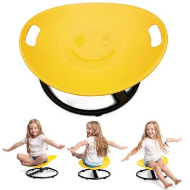Imagem de Special Supplies Cadeira giratória Smile para crianças - Cadeira sensorial versátil para sentar e girar para treinamento e coordenação corporal para sala de jogos, quarto ou berçário (amarelo)