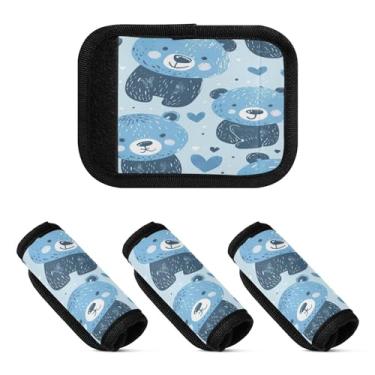 Imagem de Qilmy Bonito desenho animado animal bagagem alça envoltório pacote 2 identificadores de bagagem etiqueta conforto pega capa para carrinho de viagem bolsa mala avião acessórios de viagem 2168