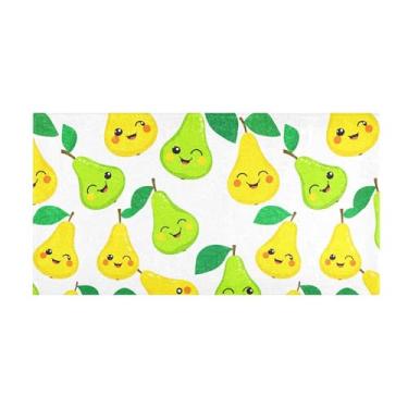 Imagem de Burbuja Tapete de corredor verde amarelo peras pelúcia antiderrapante tapete de cozinha suporte de borracha para corredor, quarto, sala de estar, decoração de entrada, lavável na máquina, 51 x 99 cm