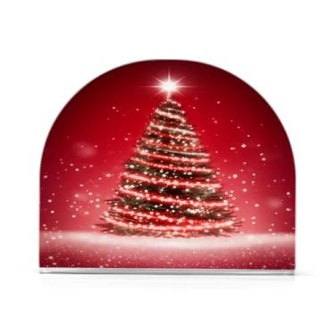 Imagem de Qilmy Suporte de guardanapo acrílico para árvore de Natal vermelha, porta-guardanapos para mesas cozinha restaurante decoração de casa, suporte decorativo moderno para guardanapos de coquetel de papel