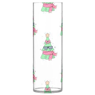 Imagem de Burbuja Vaso de flores de árvore de Natal, não quebrável, alto, redondo, transparente, vaso cilíndrico para decoração de casa, escritório, buquê de casamento