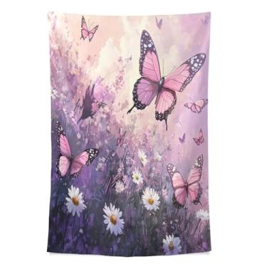 Imagem de STAYTOP Tapeçaria de parede linda borboleta silvestre tapeçarias para decoração de casa decoração de dormitório sala de estar quarto tapete de parede (60×40in)