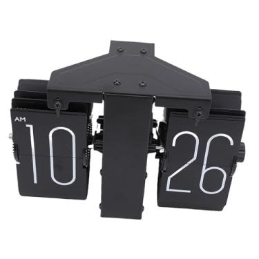 Imagem de XUXHOU Relógio Flip, Relógio de Mesa Mecânico Vintage de Plástico de Aço Inoxidável para Decoração de Escritório Em Casa Mesa Silenciosa Com Dia para Homens (Preto)