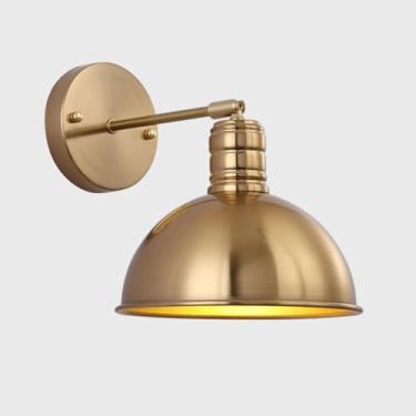 Imagem de Luminária de parede vintage dourada com cabeça ajustável, arandela de parede para quarto, cabeceira, em ferro, com encaixe de rosca E27, para sala de estar, parede de fundo.