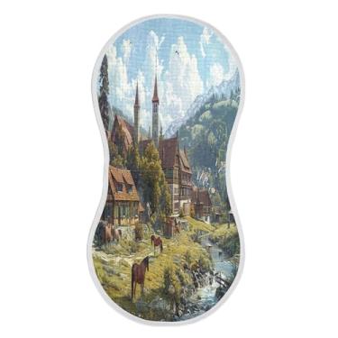 Imagem de xigua Village with Horses Conjunto de 2 panos de musselina para arroto, super macios e absorventes, roupas de arroto de algodão, presente de chá para recém-nascidos, bebês meninas e meninos