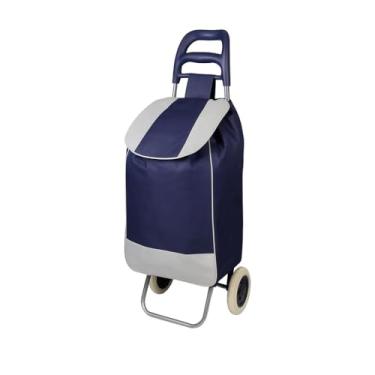 Imagem de Carrinho de Feira Dobrável Reforçado com Rodas – Carrinho de Compras Mercado Bolsa 30kg(AZUL MARINHO)