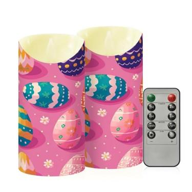 Imagem de Wassud Pacote com 2 lindos ovos velas sem chama com controle remoto, velas realistas cintilantes com temporizador, velas decorativas para Natal, casamento, festa, decoração de casa média