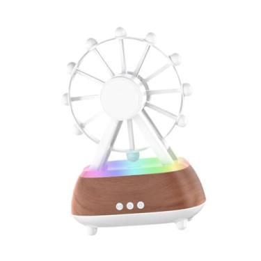 Imagem de FLCPJGV Umidificador de ar com difusor de óleos essenciais giratório de 300ml com luzes LED, umidificador para quarto com alto-falante para mesa, SPA e, Madeira