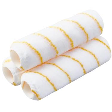 Imagem de GORGECRAFT 3 peças de capas de rolo de tinta de microfibra 22 x 6 cm branco acabamento de fibra macia rolos moldura capa de cochilos reutilizáveis mangas lisas para pintura paredes tetos suprimentos