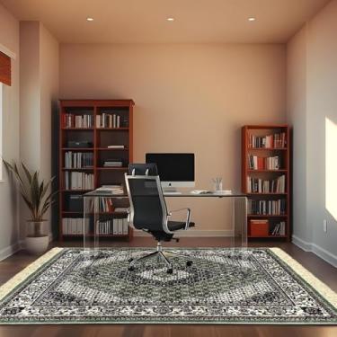 Imagem de 1 Tapete Escritório Grande Belga Luxo Es Cl 140 x 200 Vr (D4Cla Verde Branco Vermelho - Classico Medalhão Floral)