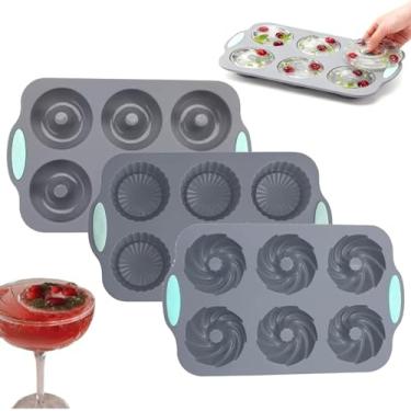 Imagem de Molde de gelo de guirlanda, formas de silicone para fazer cubos de gelo em forma de Natal, molde DIY de silicone de 6 furos, adequado para cubos de gelo, bolos. (3 conjuntos-B)