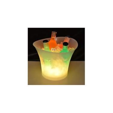 Imagem de Balde para Bebidas com LED e Caixa de Som Bluetooth, 6,5 Litros, 10 Efeitos de Luz, Branco, 30x29x30,5cm, 5W