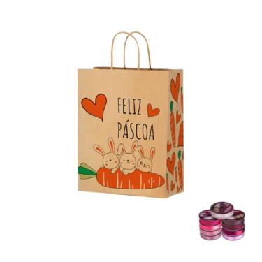 Imagem de Kit Sacola de Papel Festcolor 28x18x9 cm Com Fita Cetim 22 mm x 50 Metros