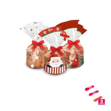 Imagem de Kit Saco Panetone Cromus 500g 25x35cm com Fita Cetim 22mm x 10mts