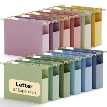 Imagem de NORDUN Pasta de arquivo suspensa tamanho carta, capacidade extra, organizador de arquivos de plástico expansível de 5 cm para armário de arquivo, escritório, casa, pacote com 12 pastas resistentes em