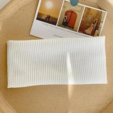 Imagem de 2 faixas elásticas modernas, lenço de cabeça de ioga esportivo, faixas femininas para esportes de corrida, preto e branco