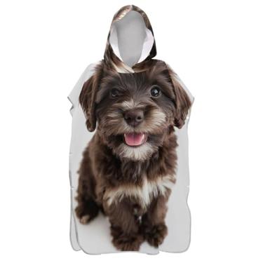 Imagem de TSENQUE Lindo poncho de surfe marrom cachorro filhote de cachorro para adultos trocador plus size ponchos de praia para homens toalha com capuz floral