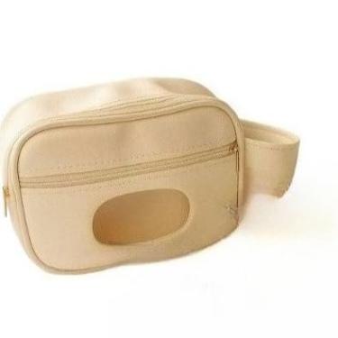 Imagem de Necessaire elegante porta lenço umedecido, pomada e fraldas portátil e impermeável(Bege Claro)