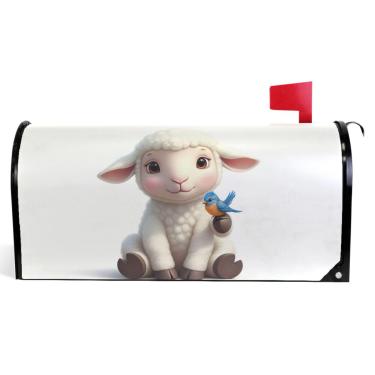 Imagem de TSENQUE Capas decorativas para caixa de correio com estampa de ovelhas fofas capa de caixa de correio de vinil magnético outono caixa de correio moderna decoração de jardim tamanho padrão 52,6 x 45,8