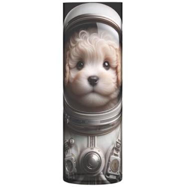 Imagem de Lindo filhote de cachorro astronauta vaso de flores grande vaso de flores cilíndrico decorativo mesa de mesa com estampa floral, 30 cm x 9,9 cm
