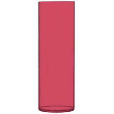 Imagem de Vaso cilíndrico vermelho cardeal vaso de flores personalizado vaso redondo de plástico fofo decoração floral sala de estar, 30 cm x 9,9 cm
