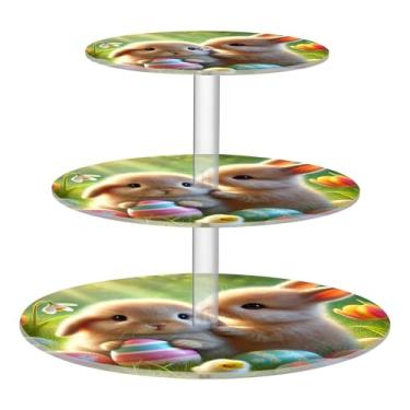 Imagem de Coelhinho da Páscoa, para casais, jardim, 3 camadas, suporte de cupcake para festa, torre de cupcake, suporte de exibição de acrílico, bandejas de servir, mesa de doces, organizador de casamento