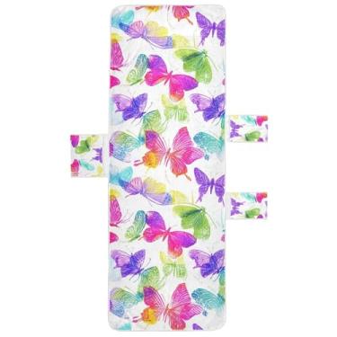 Imagem de Capa de espreguiçadeira com borboletas coloridas arco-íris, toalhas de cadeira de praia, piscina, espreguiçadeira, estampada, espreguiçadeira, 215 x 76 cm
