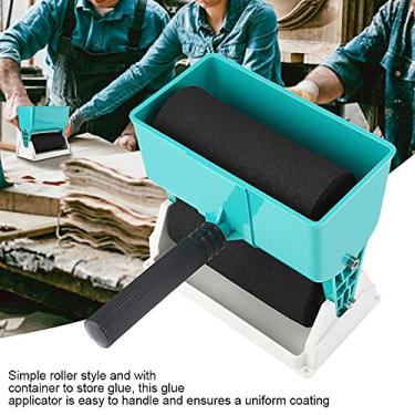 Imagem de GLOGLOW Rolo Aplicador de Cola Portátil Adesivo de Colagem, Colador Manual de 3 Polegadas para Marcenaria, Plástico, Verde e Creme, Com Hardware Doméstico de Controle de Fluxo Ajustável (Plástico + algodão de borracha)