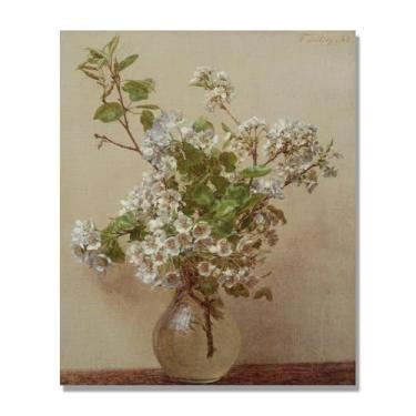 Imagem de NHLDZYH Flores clássicas ainda vida em tela retro buquê de flores pinturas estilo country decoração de parede para cozinha e sala de estar. B21. 60 x 72 cm apenas tela
