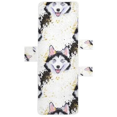 Imagem de Linda capa de espreguiçadeira de cachorro Husky em aquarela toalha de cadeira toalhas de praia de piscina com bolsos espreguiçadeira de praia tropical 203 x 76 cm