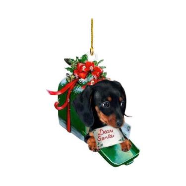 Imagem de Enfeites De Natal Em Forma De Cão Dachshund Pendentes Decorativos Para
