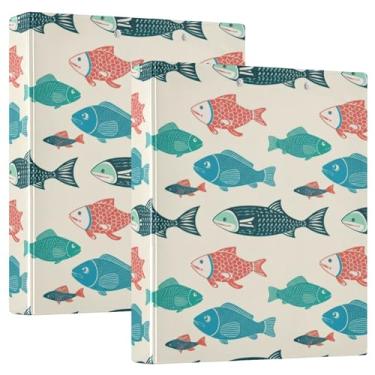 Imagem de Fichários coloridos bege com 3 anéis de 3 cm comporta 200 folhas, pastas de portfólio de impressão fofa, fichário redondo, 31,5 x 27 x 6 cm, pacote com 2