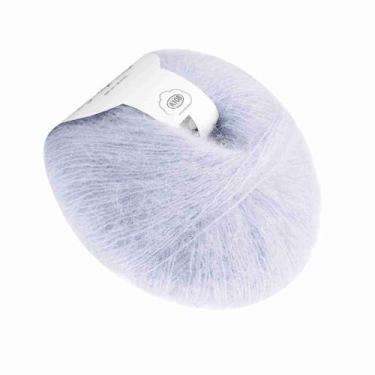 Imagem de GLOGLOW Fio para Necessidades Diárias, 100% Mohair, Rosa, Textura Leve, Calor Tricotado à Mão, para Xales e Cachecóis DIY, 28g de lã de tricô Mohair Nan (19 cinza prateado)