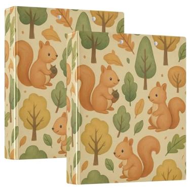 Imagem de Fichários fofos de esquilos bege de 3,8 cm, 3 anéis, 200 folhas, fichário fofo para prancheta, 31,5 x 27 x 6 cm, 1 pacote